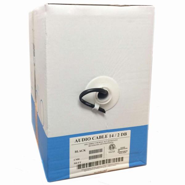500 ft. 14AWG Speaker Cable - 2 Conductor - CMR/CL3R Fire Rated - Outdoor/Direct Burial - Black